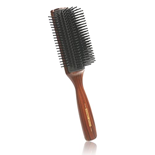 Vess C-2000 Professional Hair Brush Tourmaline Ceramic 9 Row Round Tip Curved Pad Anti-static Natural Rubber Specialized Pin Structure