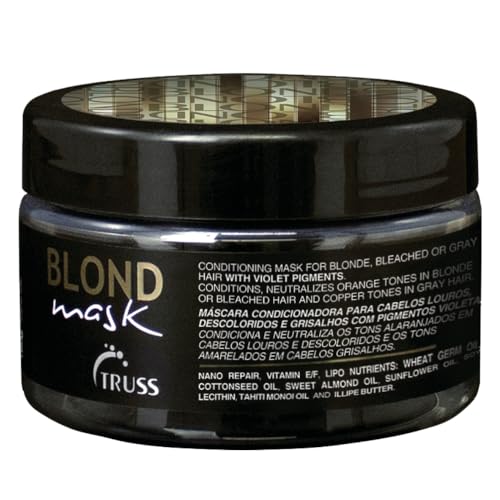 TRUSS Blond Mask - Hydrating Blonde Hair Mask + Purple Toner for Brassy Hair - Neutralizes Orange + Yellow Tones on Blonde, Bleached + Gray Hair - (6.35 oz)