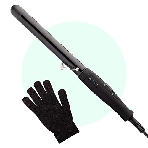 Professional Series Curling Wand 1 Inch Clamp-Free Iron | Extra-Long 2-Heater Ceramic Barrel That Stays Hot. Hair Curler/Wave Maker by MINT. Travel-Ready Dual Voltage.