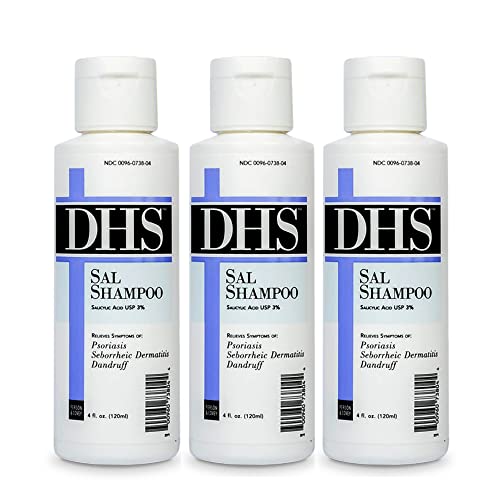DHS SAL Shampoo - Maximum Strength Shampoo for Psoriasis, Eczema, and Dandruff/Medicated Anti-Dandruff Shampoo Reduces Oil, Treats Itchy Scalp with Salicylic Acid/PBA-free, Fragrance-free / 4oz