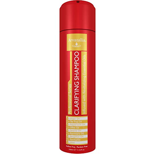 Arvazallia Clarifying Shampoo Infused with Revitalizing Essential Oils - Professional-Grade Anti-Residue Cleanser with Argan Oil, Tea Tree Oil, Peppermint Oil, Olive Oil, Sesame Oil, Aloe