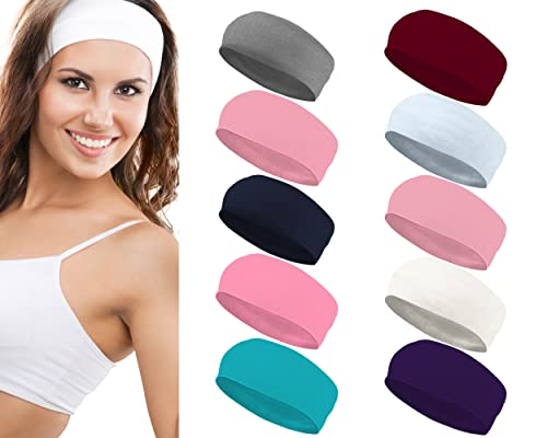 Styla Hair Headbands for Women Stretch Fashion Headbands 10 Pack Non-Slip Head Wraps Great for Spa, Sports, Yoga, Pilates, Running, Gym Headband, Workouts - Pastel Variety