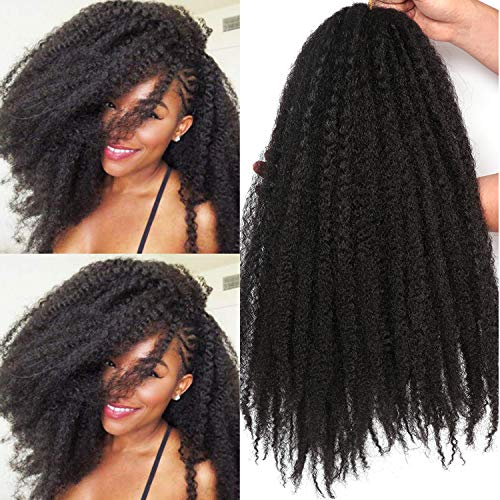Marley Hair-18 Inch Marley Twist Hair For Twists 3 Packs Cuabn Marley Braiding Springy Afro Kinky Curly Crochet Hair For Faux Locs(18 Inch 3 Packs, 1B#)