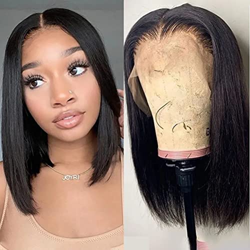 Bob Wig 10 Inch Lace Front Wig 150% Density Short Bob Wig with HD Transparent Lace Frontal Pre Plucked With Baby Hair Free Part Natural Color