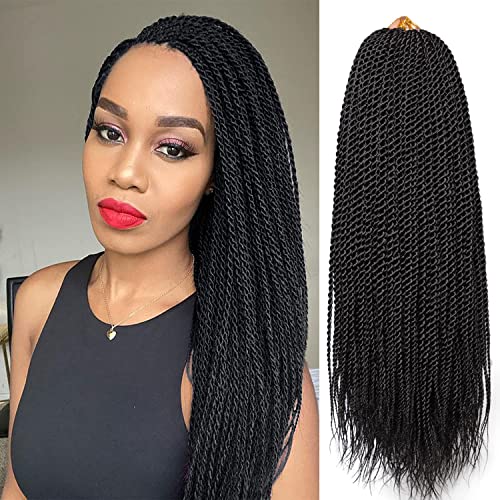 VIOLET Senegalese Twist Crochet Hair For Black Women 18 Inch Crochet Hair Pre Looped 20 Strands A Pack Crochet Braids For Black Women 9 Packs Crochet Twist Hair Hairstyles For Black Hair(18 Inch,1B)