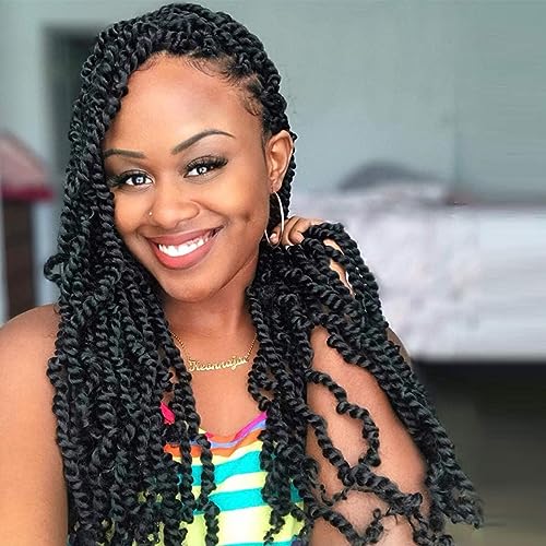 TOYOTRESS TIANA Passion Twist Hair - 20 inch 8 packs (12strands/pack) Pre-Twisted Passion Twist Crochet Hair, Pre-Looped Crochet Braids Synthetic Braiding Hair Extension (20 Inch, 1B)
