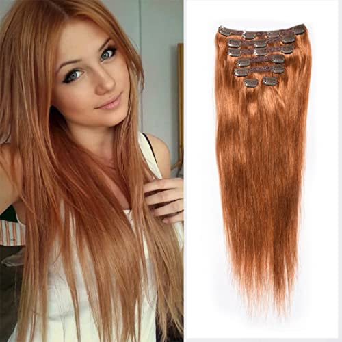 clip on bangs blonde hair hair pieces for girl lady women 7pcs straight Hair Extensions clip ins (100g 18", 30#)