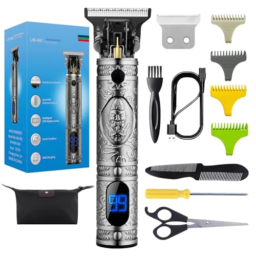 WAHLSA Professional Hair Trimmer Zero Gapped Detail Beard Shaver Barbershop Baldheaded Hair Liners Clipper T-Blade Trimmer for Men Electric Beard Trimmer Grooming Kit LED Display