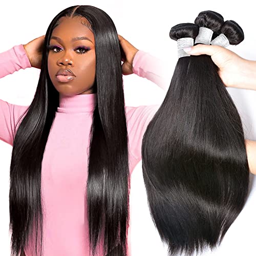 CYNOSURE 10A Straight Human Hair 3 Bundles 18 20 22inches Brazilian Virgin Unprocessed Straight Hair Weave Bundles Natural Color