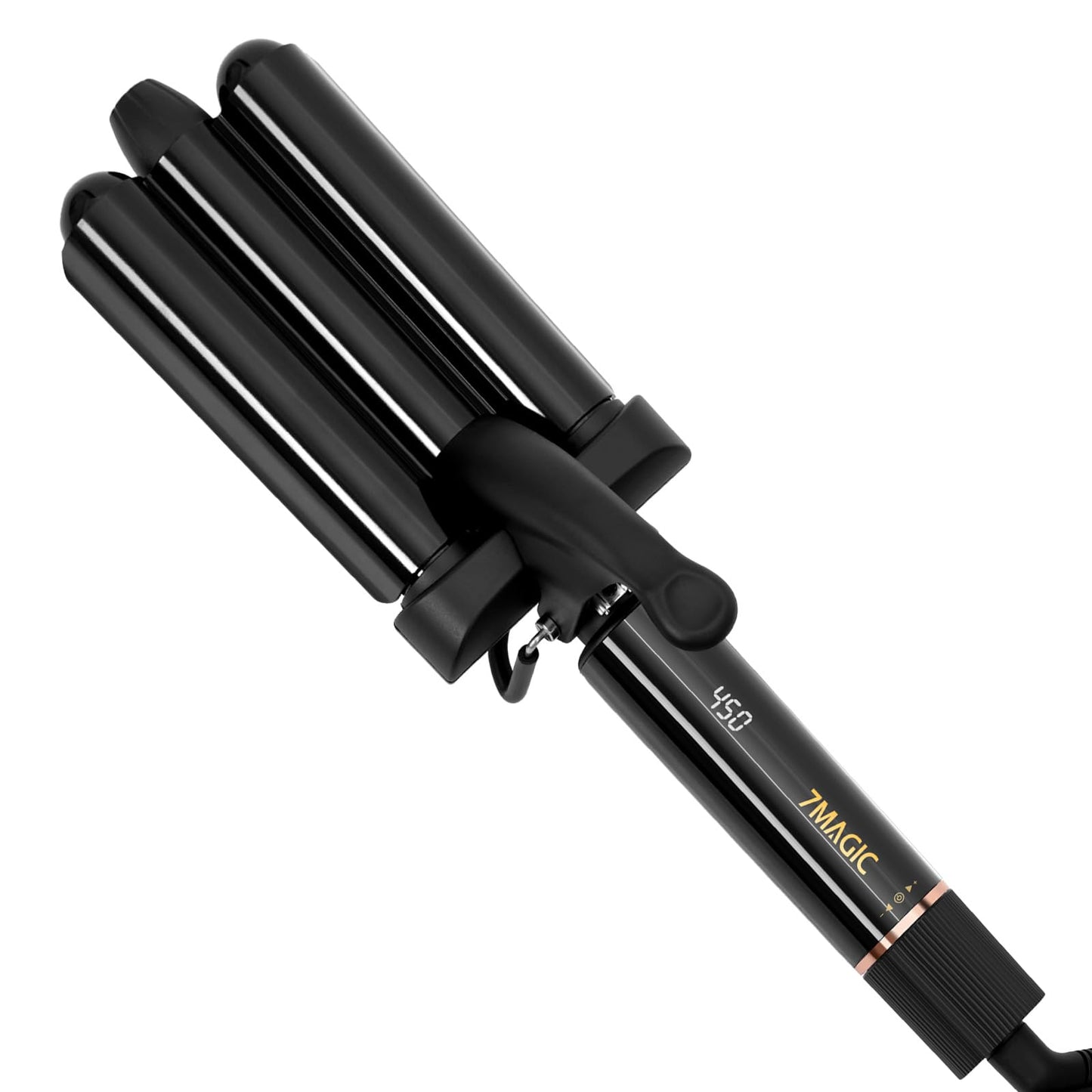Hair Waver, 3 Barrel Curling Iron for Beachy Waves, Hair Crimper with LCD Temp Display, Ceramic Tourmaline Triple Barrels Curling Wand, Beach Waver with Dual Voltage, Black…