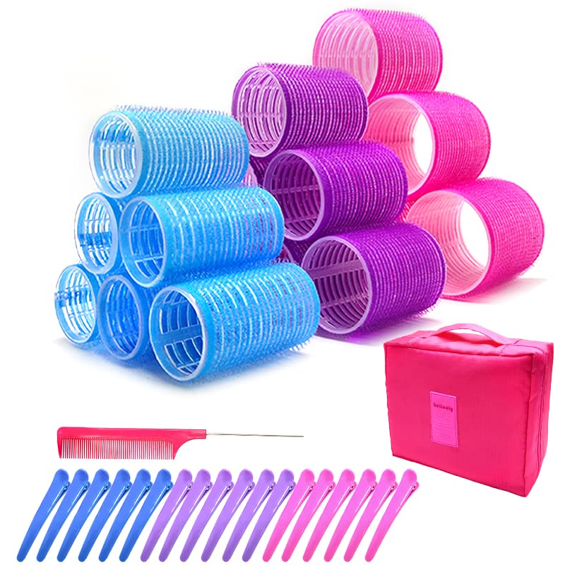 Hair Rollers, 38 Pcs Hair Rollers for Medium Hair, Large Self Grip Hair Rollers Set, Rollers Hair Curlers for Women Girls Blowout Look