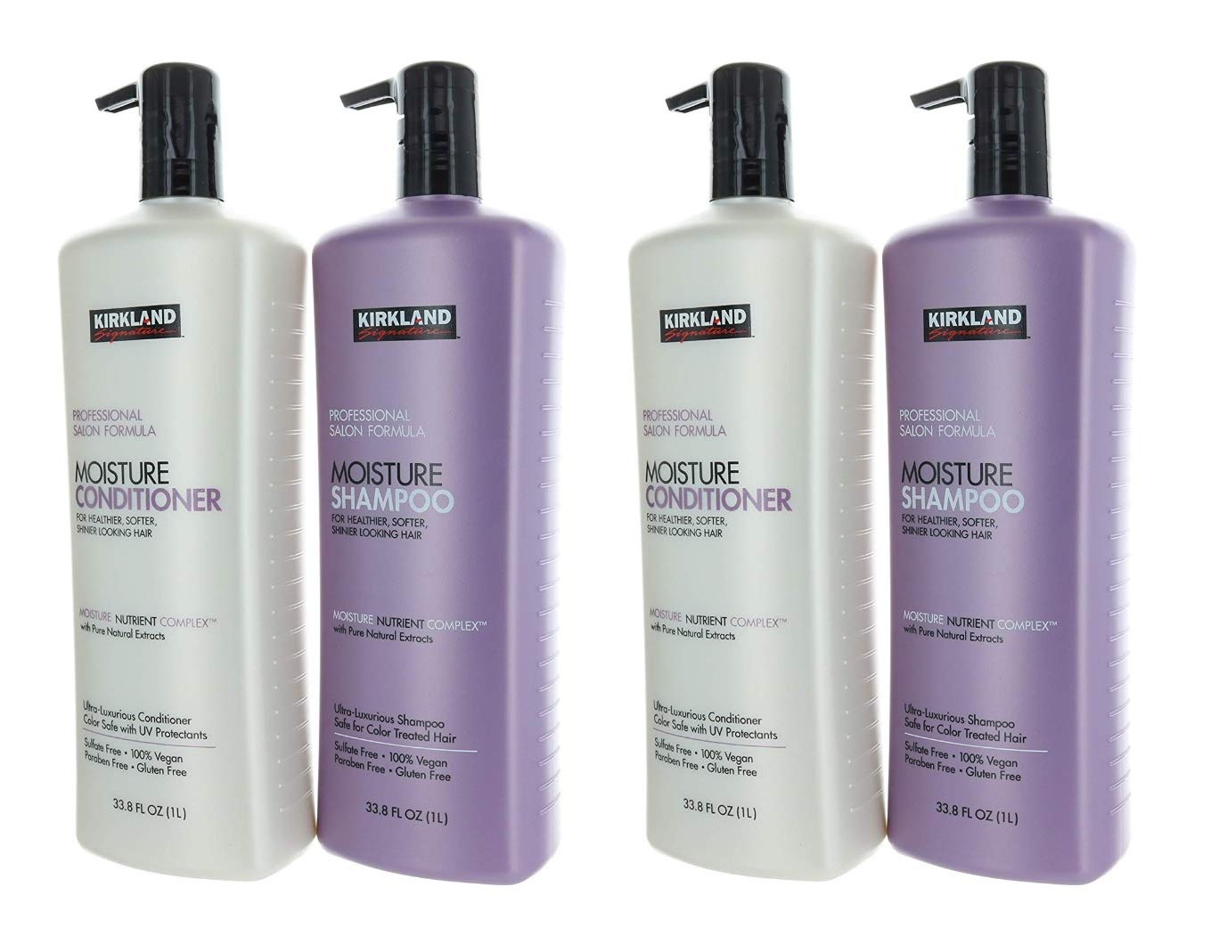 Kirkland Signature Professional Salon Formula Shampoo & Conditioner Bundle- Includes Two Salon Formula Moisture Shampoo (33.8 Fl. Oz Each) and Two Salon Formula Conditioner (33.8 Fl. Oz Each)