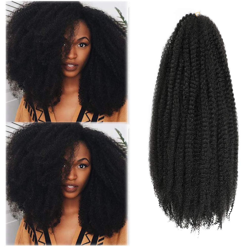 Marley Hair 24 Inch Marley Twist Hair Afro Twist Marley Braiding Hair for Faux Locs Crochet Hair 3 Packs Synthetic Hair Extensions (24 Inch (Pack of 3), 1B)