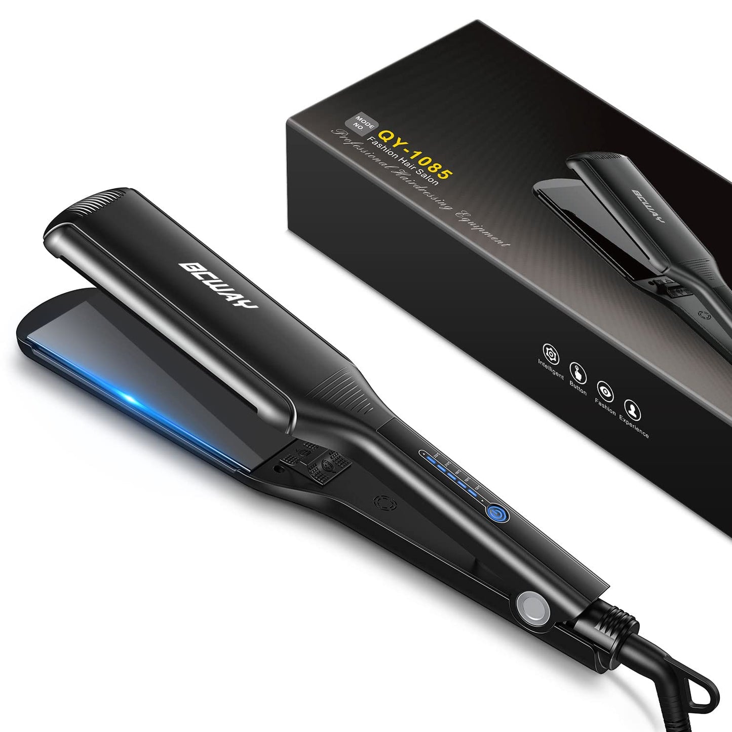 Bcway Professional Hair Straightener, 2.16'' Extra-Large Floating Titanium Flat Iron, Anti-Static 30s Instant Heating Straightening Iron with 5 Adjustable for All Hair Types