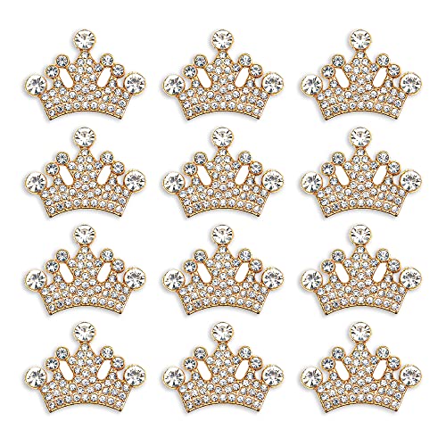 Rodvanvo 24 Piece Crown Jewelry Embellishment for DIY Handmade Hair Accessories Sneakers, Clothes, Party Decorations Gift Box ,Dress,Rhinestone Alloy Appliques Decorative Home Decor (Gold)