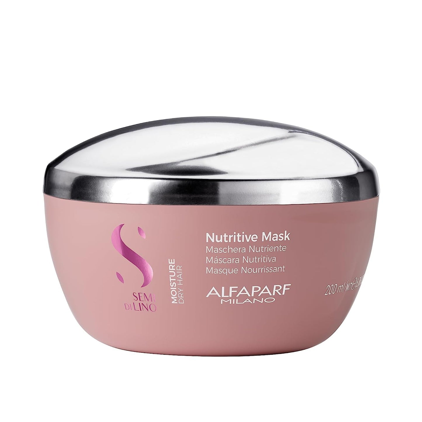 Alfaparf Milano Semi Di Lino Moisture Nutritive Mask for Dry Hair - Safe on Color Treated Hair - Sulfate, Paraben and Paraffin Free - Professional Salon Quality, 6.76 fl oz.