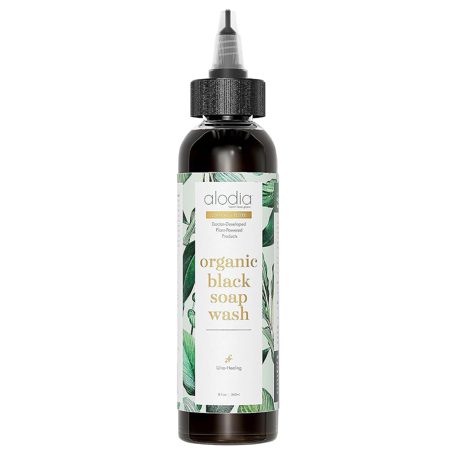 ALODIA Nourish & Heal Raw Organic Black Soap for Dry Scalp & Gentle Hair - Lavender & Spearmint Infused African Liquid Black Soap Wash - Gently Remove Buildup on Scalp & Strands - 8 oz