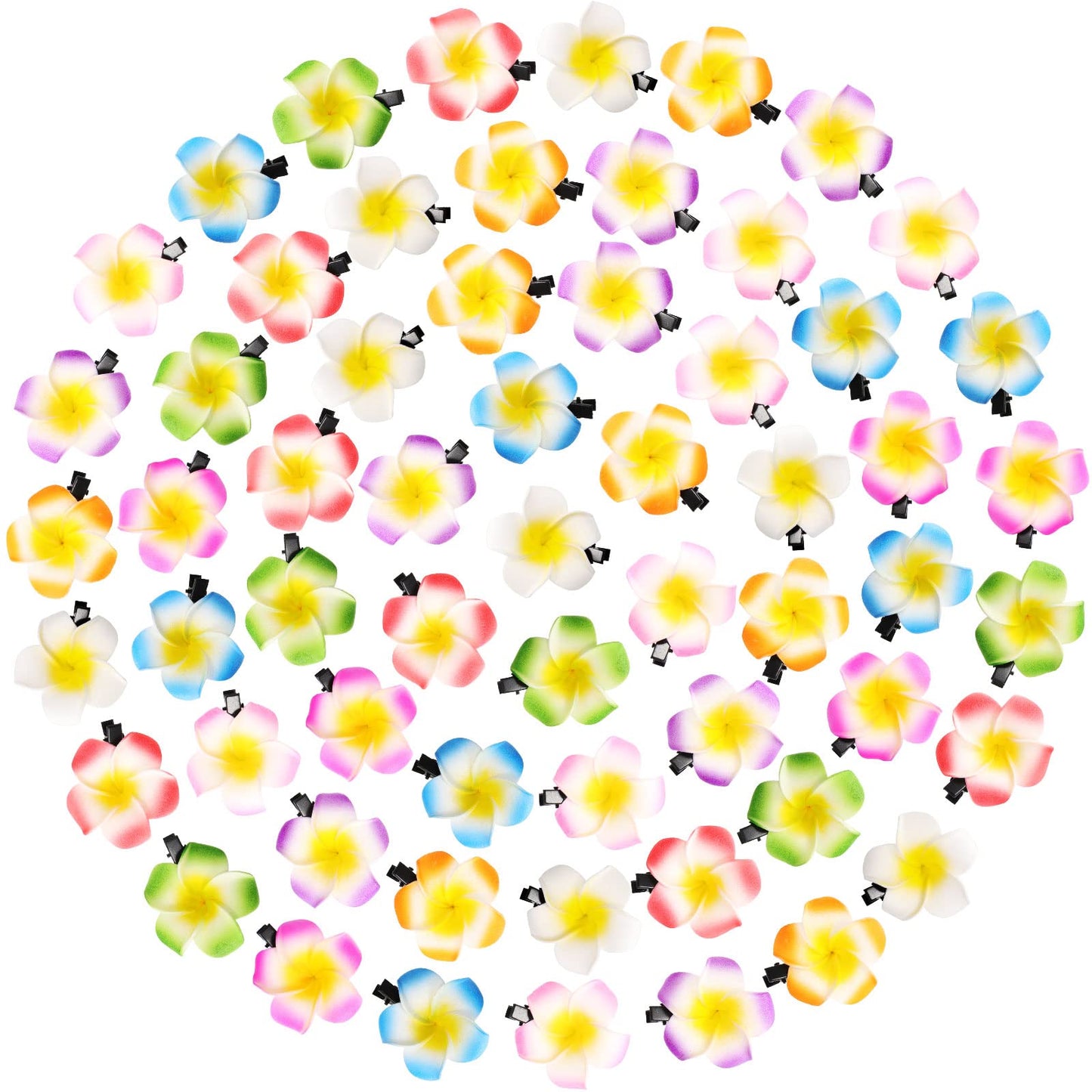 100 PCS 2 Inch Plumeria Hair Clip Hawaiian Foam Flower Hair Clips for Women Girls Luau Beach Hawaii Tropical Bridal Wedding Party Decorations Hair Accessories Vacation Supplies