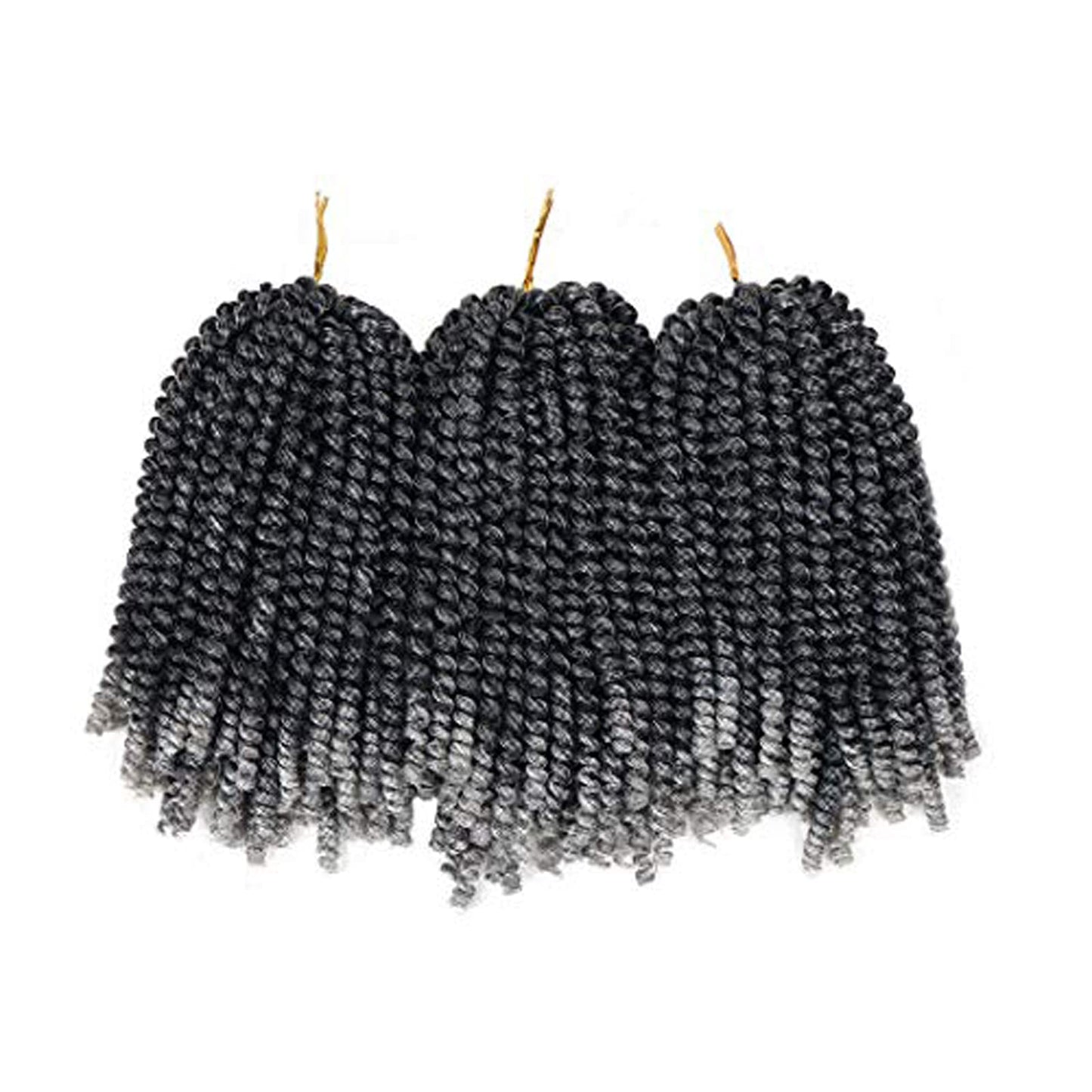 Beyond Beauty Spring Twist Crochet Hair 90strands 8 Inch Fluffy Spring Twists Braiding,Spring Twist Crochet Braids Bomb Twist Crochet Hair for Black Women (M1B-Grey)