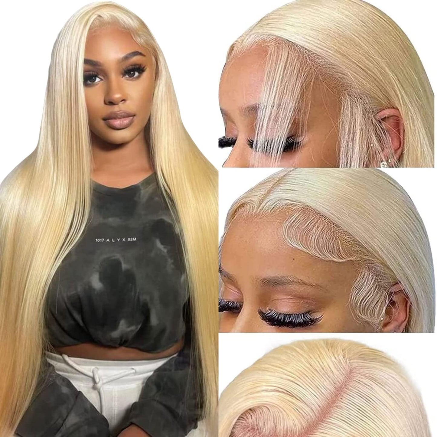 613 Lace Front Wig Human Hair 13x4 Blonde Lace Front Wigs 18Inch 613 HD Lace Frontal Wig for Black Women 180% Density 12A Brazilian Straight Human Hair Wig Glueless Wigs Pre Plucked with Baby Hair