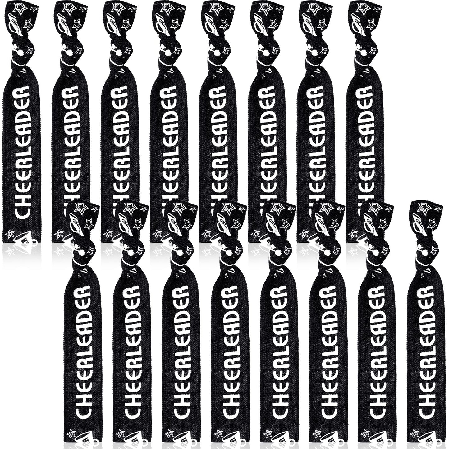 68 Pcs Cheer Bracelets Bulk Cheer Hair Ties Cheerleader Gifts Motivational Bracelets Cheer Gifts Wristbands for Cheerleading Gifts Women and Girls Cheer Squad Party Favors, Pom Pom Design (Black)