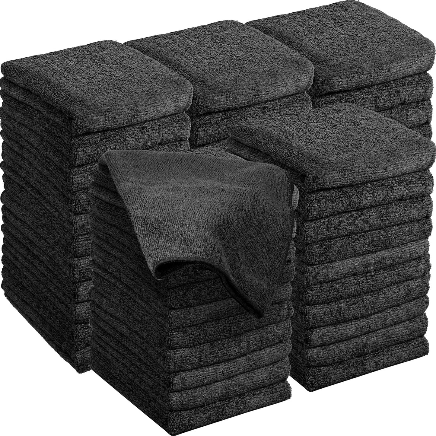 Shimeyao 48 Pack Bleach Proof Salon Towels Microfiber Absorbent Hair Towels Bleach Resistant Salon Hand Towels Bulk for Gym, Bath, Spa, Shaving, Shampoo, Home Hair Drying, 16 x 26 Inches (Black)