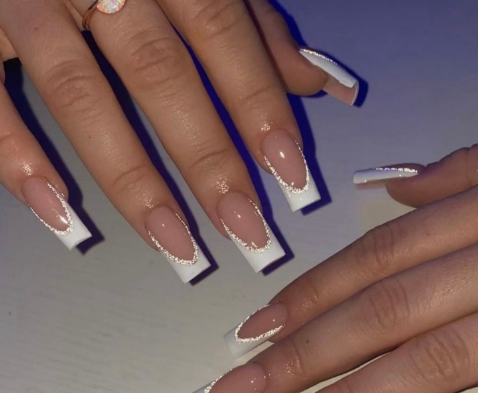 French & Reflective Press On Nails