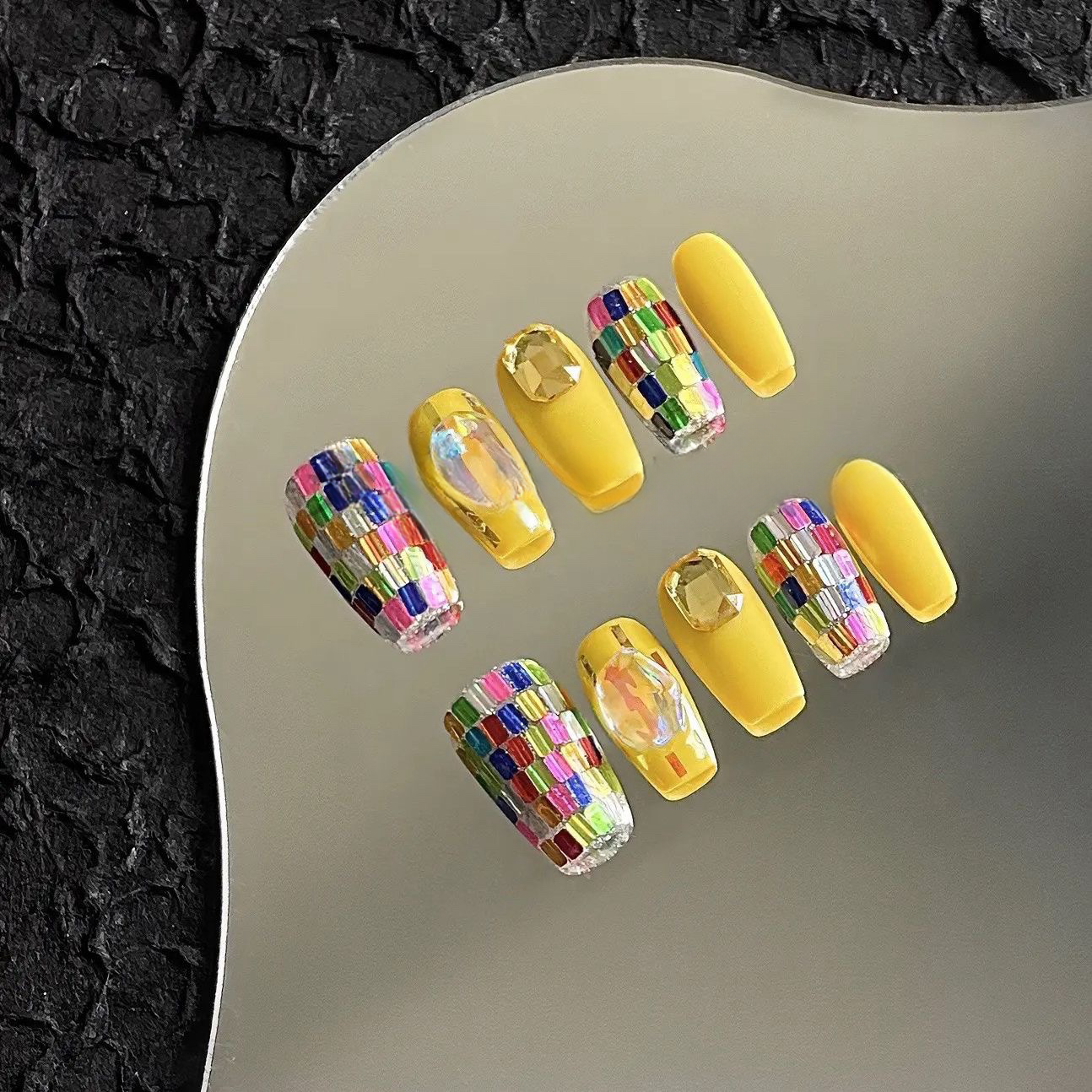 Multi-Color Laser Glitter Press On Nail Art