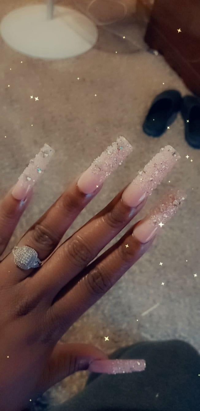 Pink Nude and Crystals Press On Nails