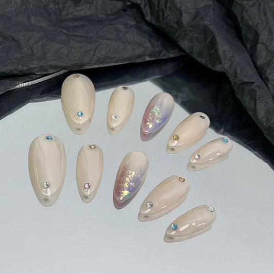 Glazed Aurora Collision Color Smudge handmade Design False Nails from SHOPQAQ