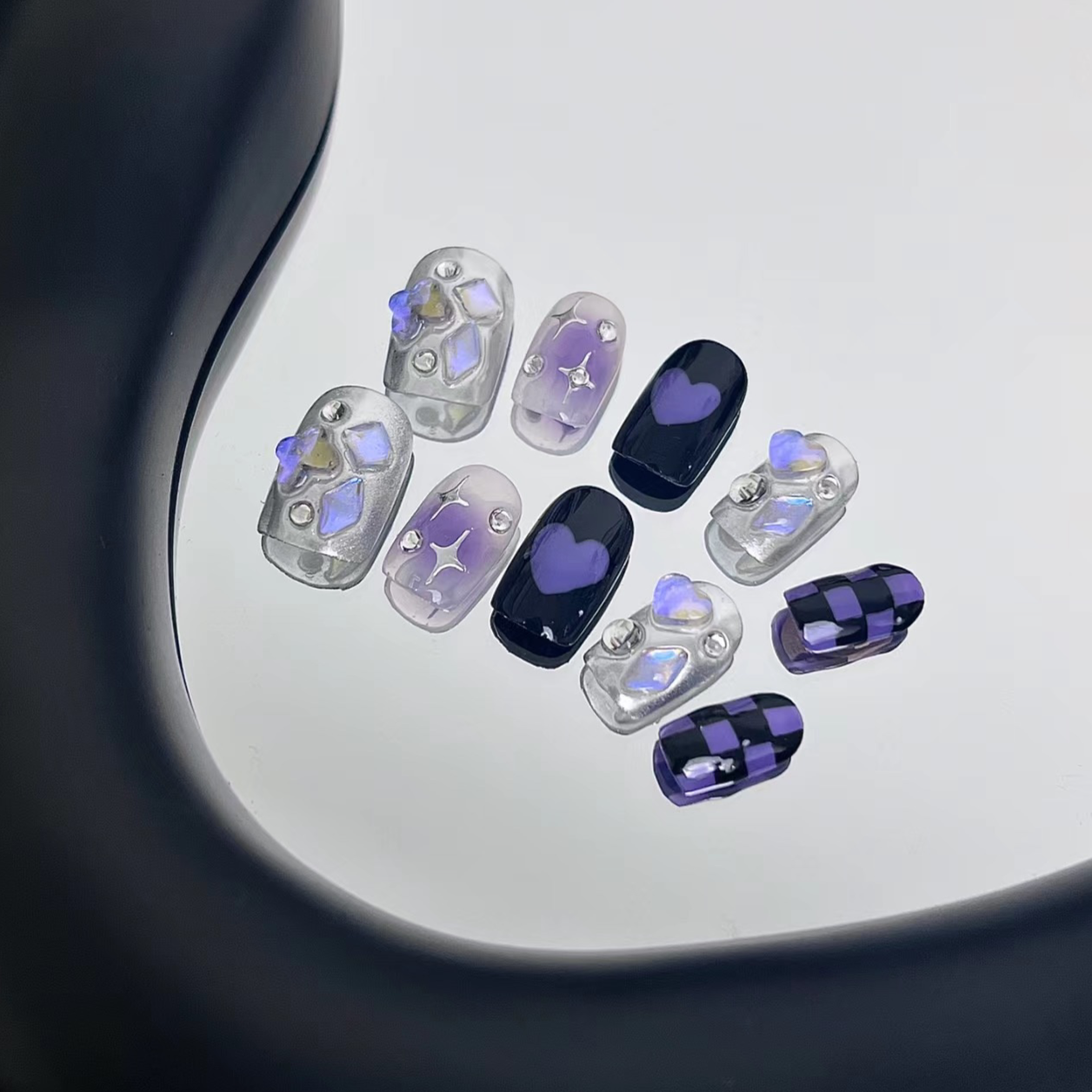 Romantic purple punk style False Nails from SHOPQAQ