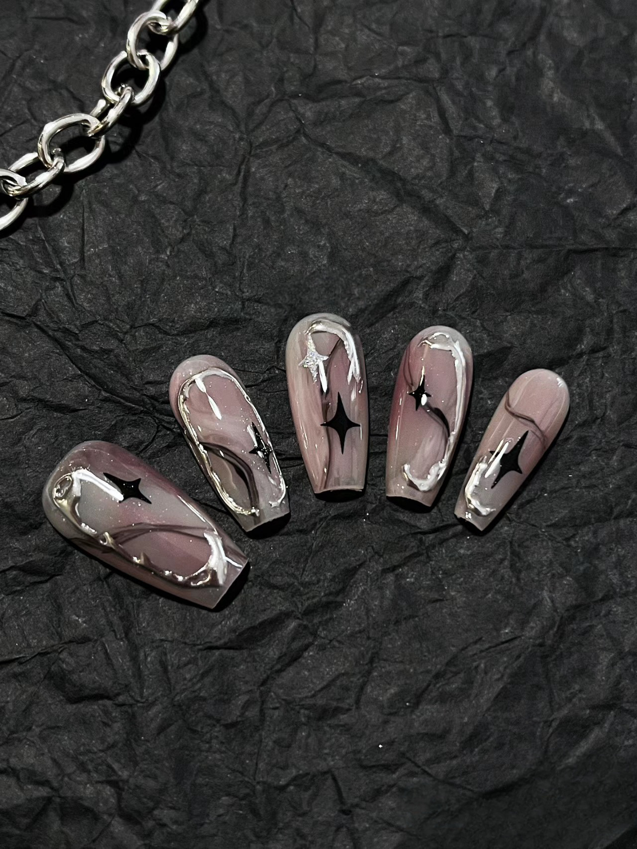 Punk ink smudged purple smoke handmade | False Nails | SHOPQAQ