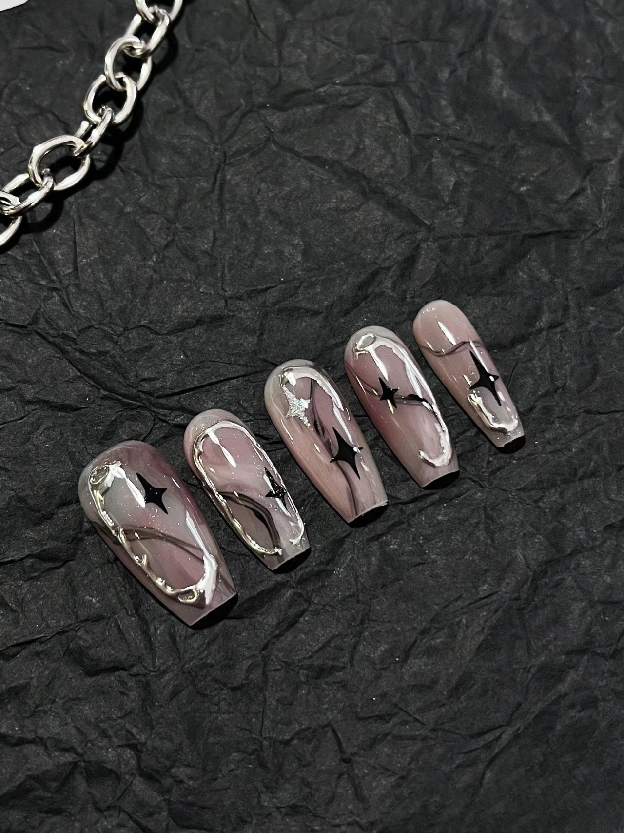 Punk ink smudged purple smoke handmade | False Nails | SHOPQAQ