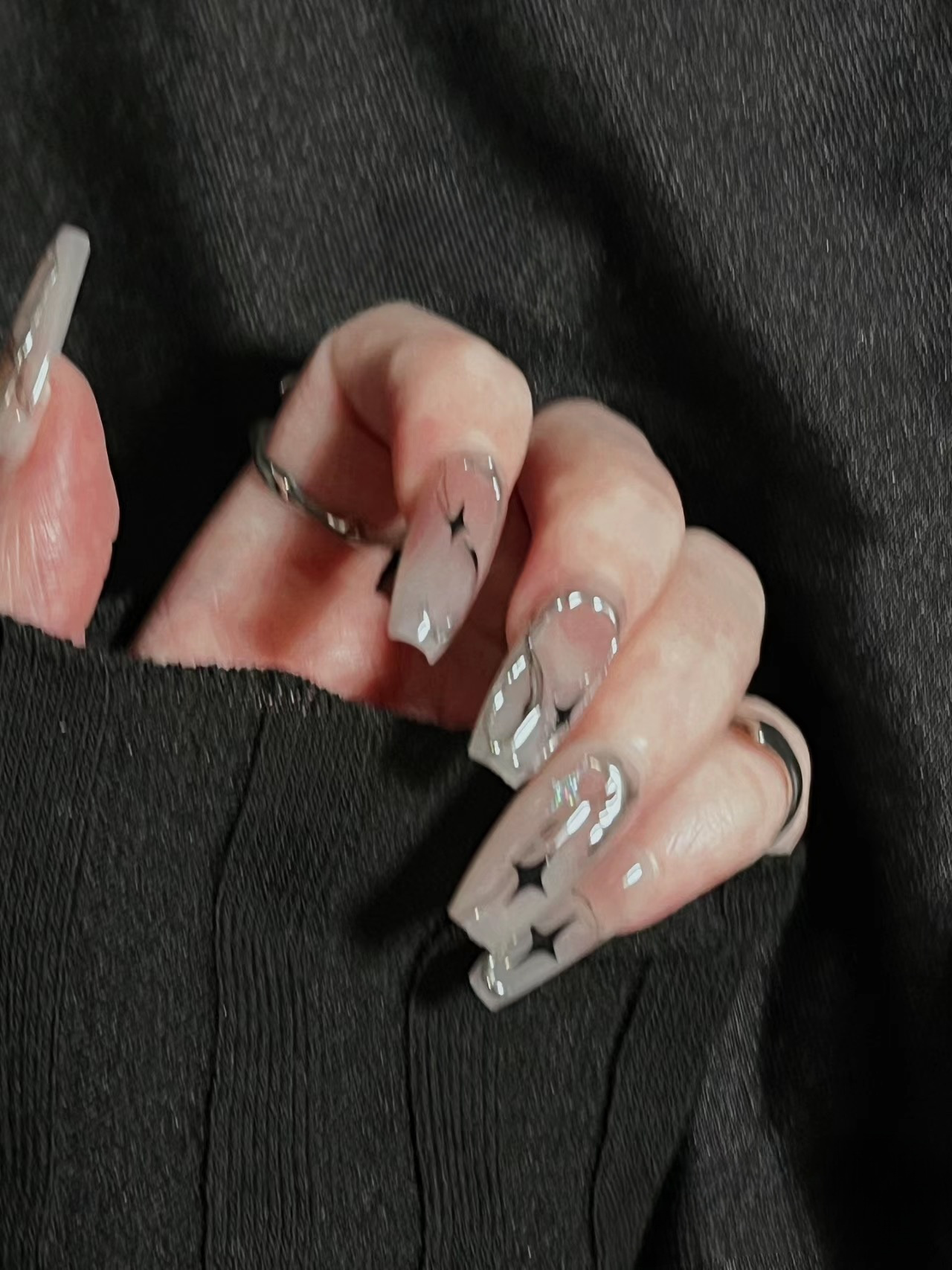 Punk ink smudged purple smoke handmade | False Nails | SHOPQAQ