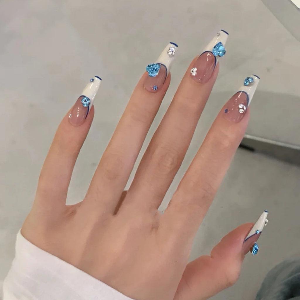 Blue Heart False Nails from SHOPQAQ
