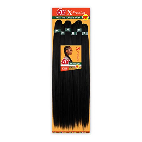 Sensationnel Braids African Collection 6X X-Pression Pre-Stretched Braid 58" (1-PACK, 1B)