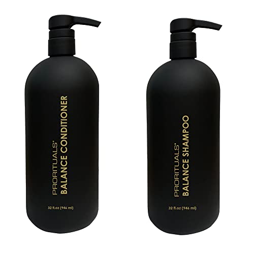 Prorituals Balance Grow & Restore Shampoo and Conditioner Set Large Size Anti Frizz for Dry and Curly Hair, Natural Shampoo and Conditioner Perfect for Men and Women, 32 Fl Oz each