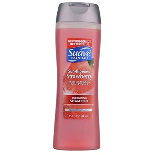 Suave Essentials Energizing Shampoo, Sun-Ripened Strawberry, 15 fl oz (2 pack) (Bundle)