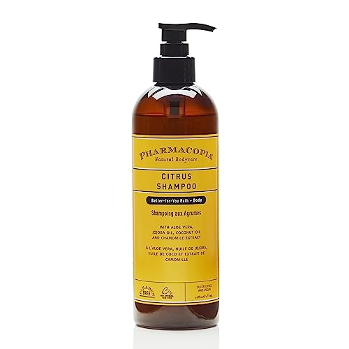 Pharmacopia Citrus Shampoo - Natural Hair Care with Plant Based & Organic Ingredients Aloe Vera, Jojoba Oil, Coconut Oil, and Chamomile Extract - Vegan, Cruelty Free, No Parabens or Sulfates, 16 oz