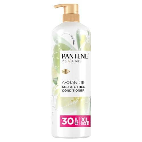 Pantene Argan Oil Conditioner for dry damaged hair, Smoothing and Moisturizing, Nutrient Infused with Vitamin B5, Anti Frizz, Safe for Color Treated Hair, Pro-V Blends, 30.0 oz