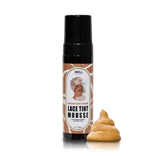 IWELL Signature Lace Tint Mousse | Concealer Tinted Mousse for Lace Wigs Hair Wigs | Perfect Match Your Skin Tone | Easy Tinting | Quick-Drying | Safe and Convenient | Size 7 fl oz (Medium Dark Brown)