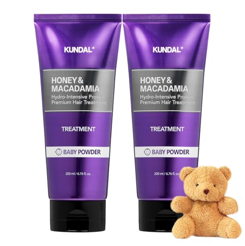 KUNDAL Nature Premium Hair Conditioner [Baby Powder Scent] Honey, Argan Oil, Macadamia Oil, Sulfate Free, Premium Keratin Protein Treatment 200ml x 2ea Set(13Fl Oz)