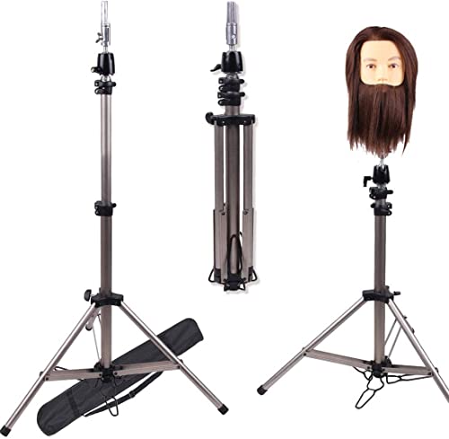 NEWSHAIR 68 Inches Adjustable Mannequin Head Stand High Quality Aluminum of Wig Head Tripod Silver Manikin Head Stand with Black Travel Bag for Cosmetologist,Hairstylist,Barber and Individuals
