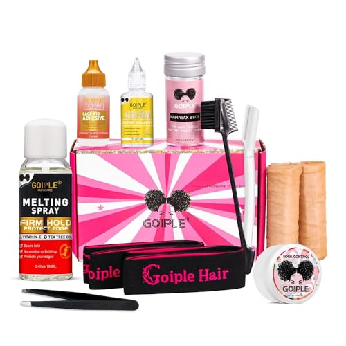 Lace Melting Spray Wig Glue Lace Glue for Lace Front Wigs, Extra Hold Lace Front Wig Glue Hair Replacement Adhesive Tools with Wig Glue Remover Hair Wax Stick Edge Control Elastic Bands for Wigs