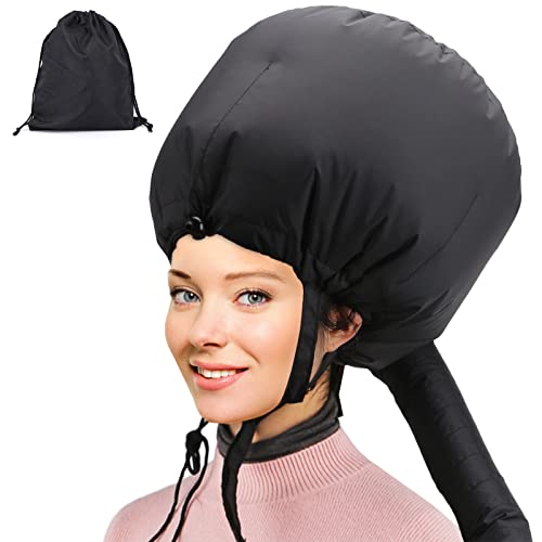 Bonnet Hooded Hair Dryer Attachment, Larger Adjustable Deep Conditioning Cap for Fast Hair Drying with Elastic Band for Fixing Free, Hair Curling Nursing Oil Treat-Ment SPA Steamer Cap