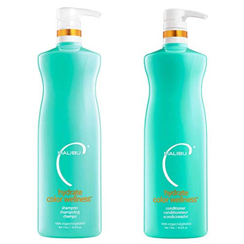 Malibu C Hydrate Color Wellness Duo - Moisturizing Color Safe Shampoo & Conditioner Set - Formulate to Preserve + Protect Hair Color
