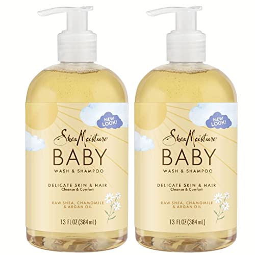 Shea Moisture Raw Shea Chamomile & Argan Oil Baby Wash & Shampoo, Gentle Cleansing, Frankincense & Myrrh, Calming & Comforting for Baby’s Soft Skin (Pack of 2-13 Fl Oz Ea)