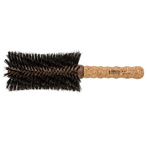 Ibiza Hair Professional Boar Hair Concave Barrell Brush (Z5, 80mm), Hybrid Boar & Heat Resistant Nylon & Cork Handle, Cut Blow Drying Time in Half to Create Shiny Irregular Curls or Straight Looks