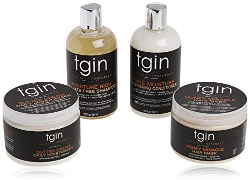 tgin Moist Collection For Natural Hair - Dry Hair - Curly Hair - Dry Hair - Type 3c and 4c hair - Gift Set - Paraben Free - Sulfate Free