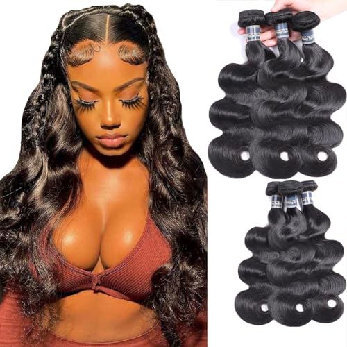 Body Wave Bundles Human Hair 16 18 20 Inch Unprocessed Brazilian Weave Bundles Human Hair 3 Bundles Deals Yuyongtai 1B Color Body Wave Virgin Hair Extensions